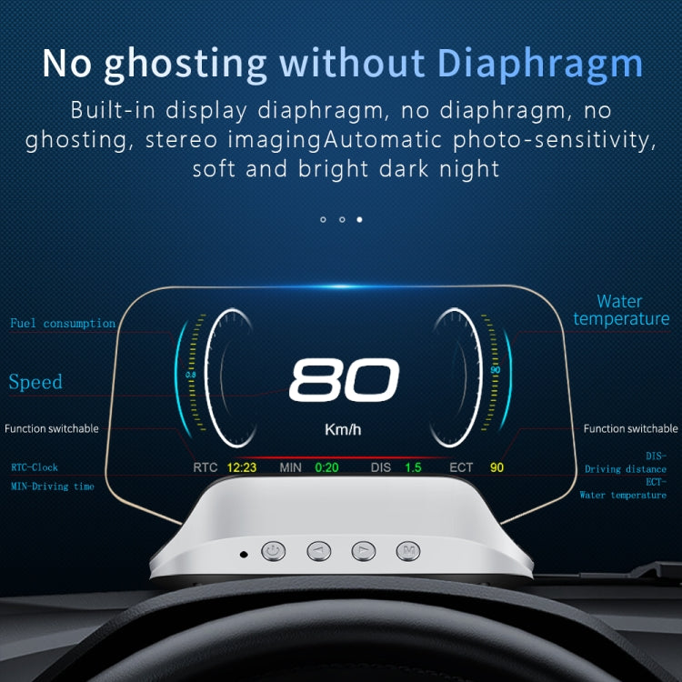 C3 OBD2 + Modalità GPS Car Head-up Display HUD Velocità eccessiva/Velocità/Temperatura dell'acqua troppo alta/Tensione troppo bassa/Allarme guasto motore/Promemoria guida fatica/Funzione di navigazione, C3