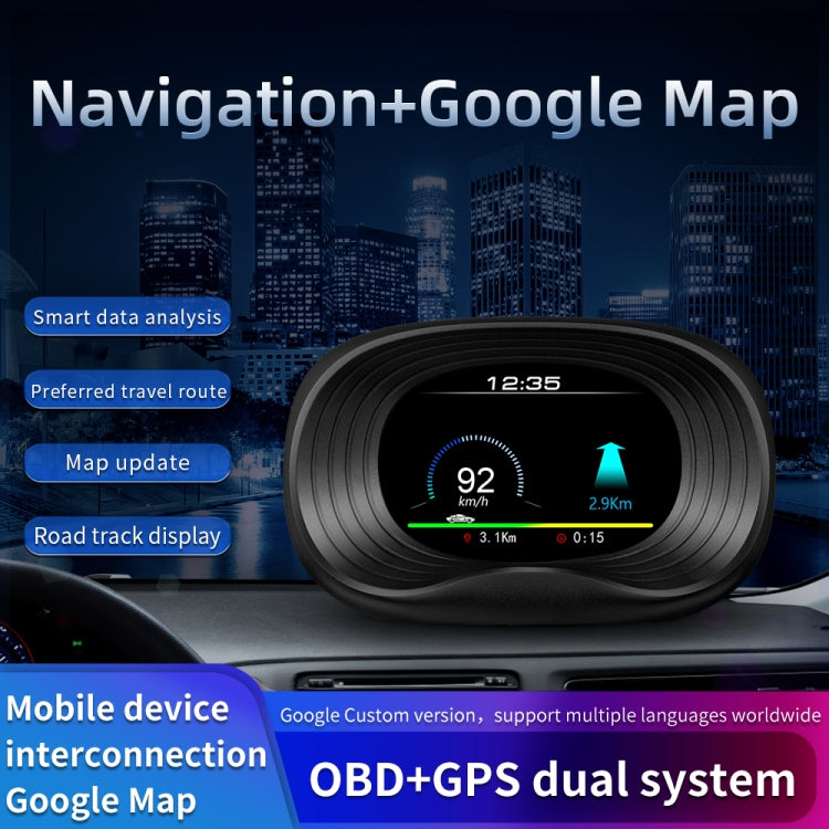 P20 OBD2 + Modalità GPS Display head-up per auto HUD Allarme velocità eccessiva/velocità/temperatura dell'acqua, P20