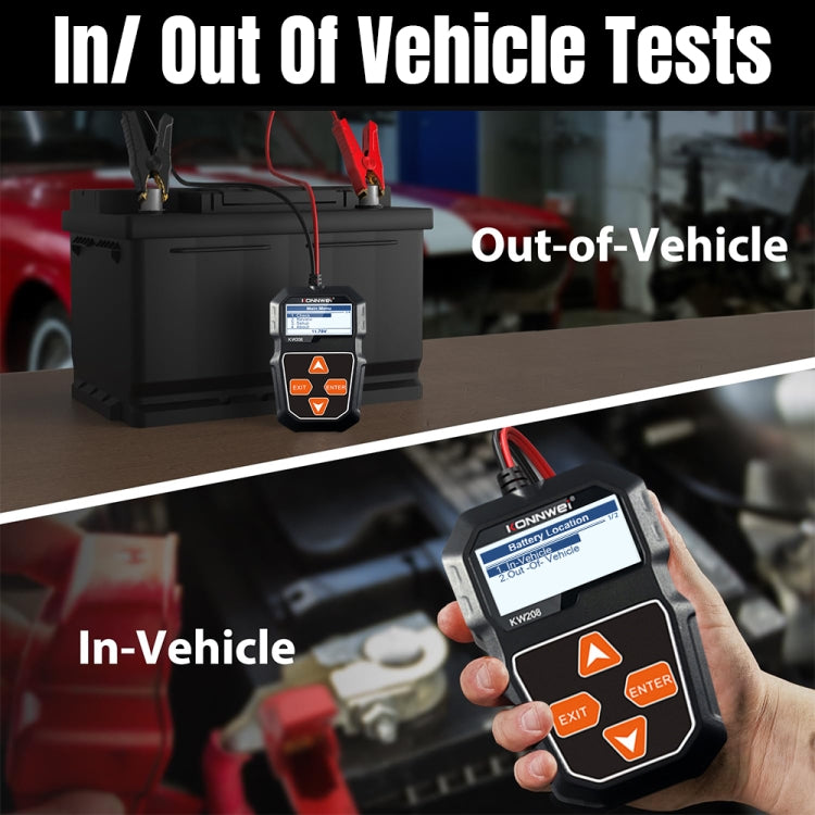 KONNWEI KW208 Tester per batteria con schermo a colori TFT per auto, supporta 8 lingue, KW208