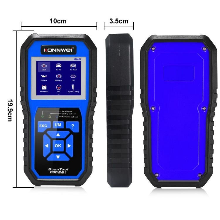 KONNWEI KW450 Tester per batteria con schermo a colori TFT da 2,8 pollici per auto, supporto 2 lingue/sistema XP WIN7 WIN8 WIN10, KW450