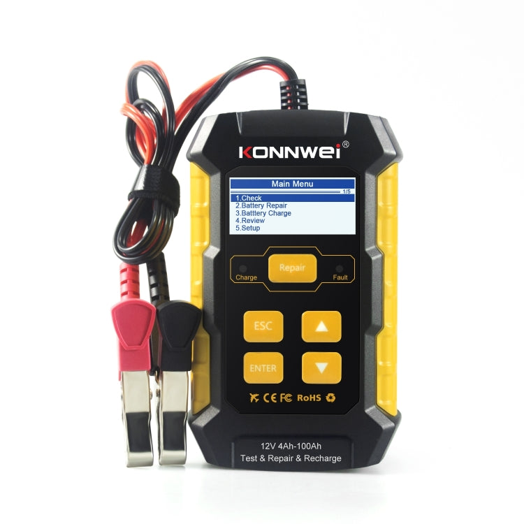 KONNWEI KW510 Tester batteria per auto 3 in 1/caricatore/riparatore Supporto 8 lingue, KW510(EU Plug), KW510(US Plug)