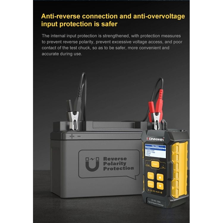 KONNWEI KW510 Tester batteria per auto 3 in 1/caricatore/riparatore Supporto 8 lingue, KW510(EU Plug), KW510(US Plug)