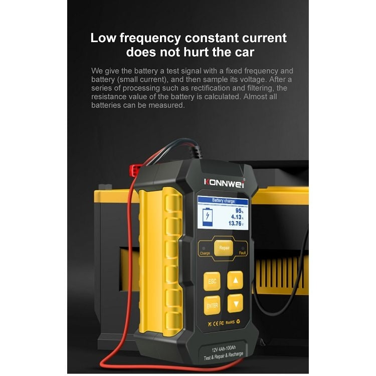 KONNWEI KW510 Tester batteria per auto 3 in 1/caricatore/riparatore Supporto 8 lingue, KW510(EU Plug), KW510(US Plug)