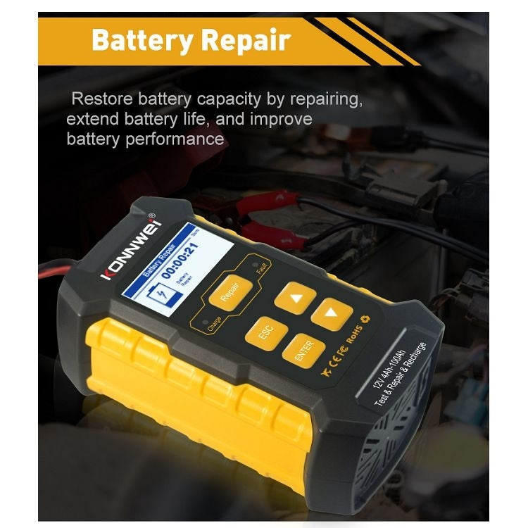 KONNWEI KW510 Tester batteria per auto 3 in 1/caricatore/riparatore Supporto 8 lingue, KW510(EU Plug), KW510(US Plug)