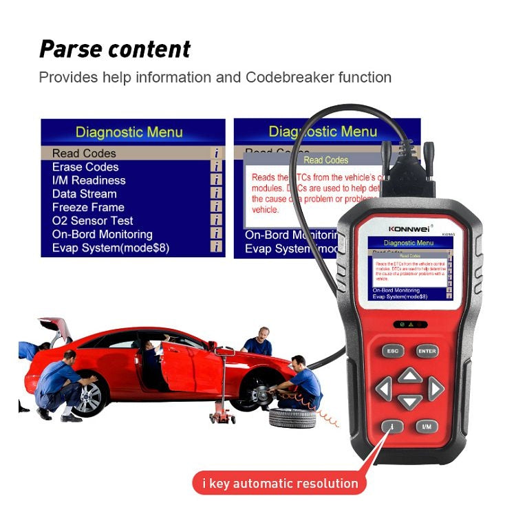 KONNWEI KW860 Tester per batteria con schermo a colori TFT da 2,8 pollici per auto Supporto 8 lingue / Funzione di analisi chiave I, KW860