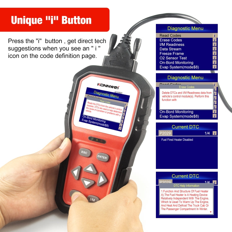 KONNWEI KW860 Tester per batteria con schermo a colori TFT da 2,8 pollici per auto Supporto 8 lingue / Funzione di analisi chiave I, KW860