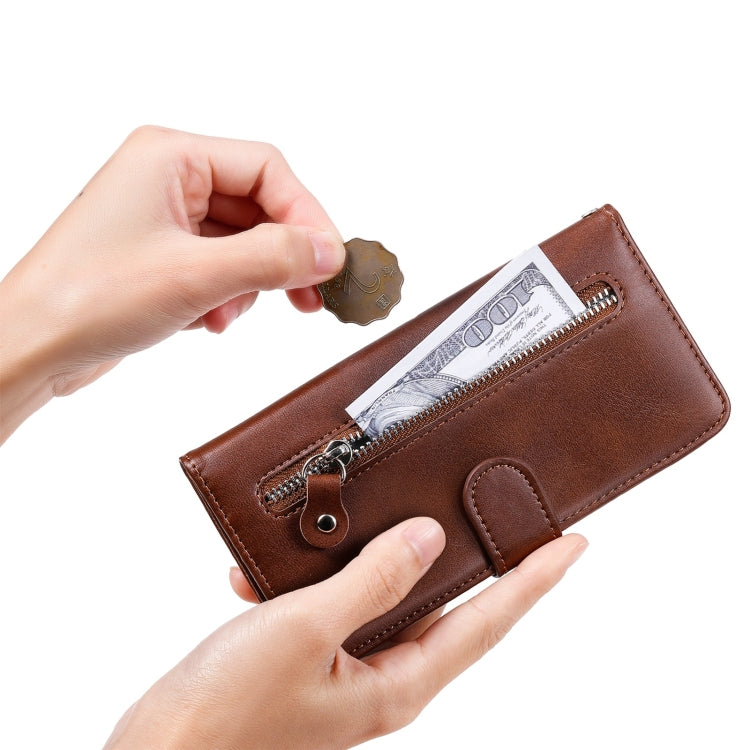 Custodia portafoglio in pelle con cerniera per Poco X3 NFC