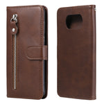 Custodia portafoglio in pelle con cerniera per Poco X3 NFC