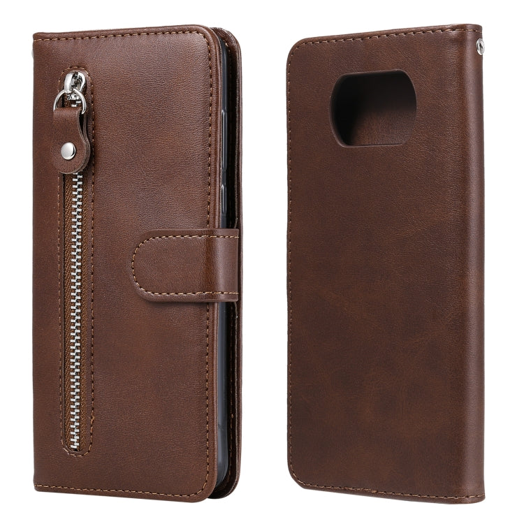 Custodia portafoglio in pelle con cerniera per Poco X3 NFC