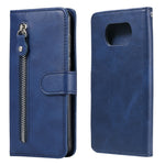 Custodia portafoglio in pelle con cerniera per Poco X3 NFC
