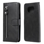 Custodia portafoglio in pelle con cerniera per Poco X3 NFC