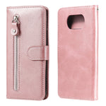 Custodia portafoglio in pelle con cerniera per Poco X3 NFC
