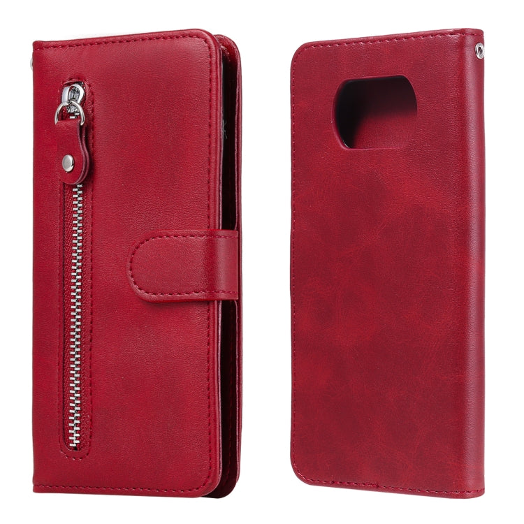Custodia portafoglio in pelle con cerniera per Poco X3 NFC