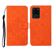 Custodia in pelle a ribalta orizzontale con motivo in rilievo in stile etnico con supporto e fessure per carte, portafoglio e cordino, For Samsung Galaxy S20 Ultra, For Samsung Galaxy A02s (US Version)