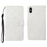 Custodia in pelle a ribalta orizzontale con motivo in rilievo in stile etnico con supporto e fessure per carte, portafoglio e cordino, For iPhone XS / X