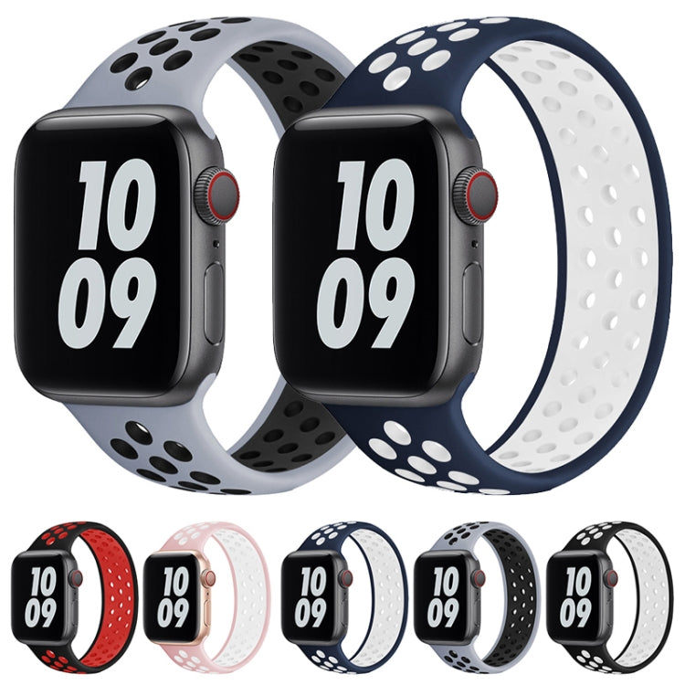 Cinturino elastico in silicone per Apple Watch Series 6 e SE e 5 e 4 44 mm / 3 e 2 e 1 42 mm, 150mm (Black White), 150mm (Black Red), 150mm (Light Pink White), 150mm (Blue White), 150mm (Grey Black), 160mm (Black White), 160mm (Black Red)              ...