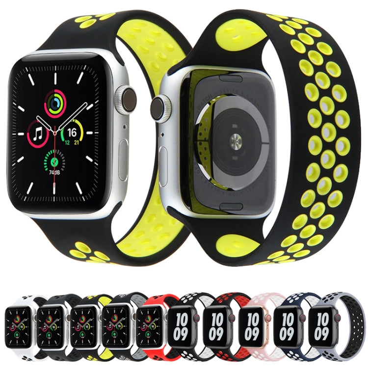 Cinturino elastico in silicone per Apple Watch Series 6 e SE e 5 e 4 40 mm / 3 e 2 e 1 38 mm, lunghezza: 160 mm, 160mm (White Black), 160mm (Black), 160mm (Black Yellow), 160mm (Black Grey), 160mm (Red Black), 160mm (Black White), 160mm (Black Red)    ...