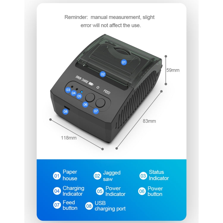 Stampante termica portatile Bluetooth 58mm per ricevute