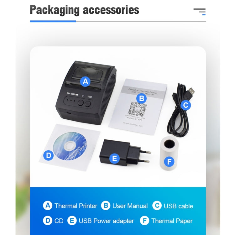 Stampante termica portatile Bluetooth 58mm per ricevute