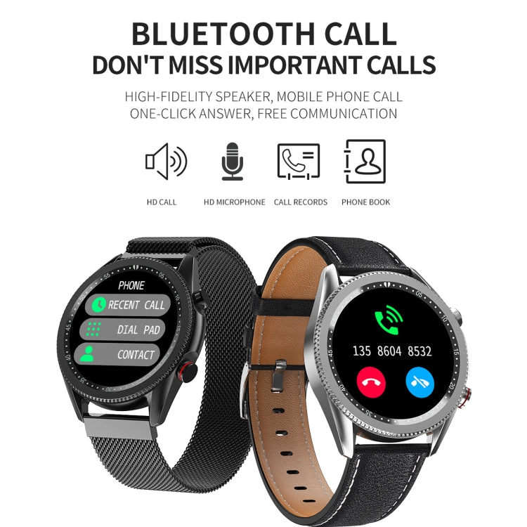 M98 Schermo a colori IPS da 1,28 pollici IP67 Orologio intelligente impermeabile, supporto monitor del sonno / cardiofrequenzimetro / chiamata Bluetooth, stile: cinturino in pelle, Leather Strap(Silver), Leather Strap(Black)