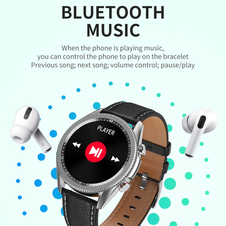 M98 Schermo a colori IPS da 1,28 pollici IP67 Orologio intelligente impermeabile, supporto monitor del sonno / cardiofrequenzimetro / chiamata Bluetooth, stile: cinturino in pelle, Leather Strap(Silver), Leather Strap(Black)