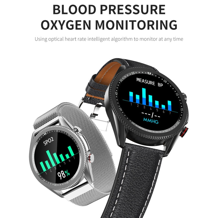 M98 Schermo a colori IPS da 1,28 pollici IP67 Orologio intelligente impermeabile, supporto monitor del sonno / cardiofrequenzimetro / chiamata Bluetooth, stile: cinturino in pelle, Leather Strap(Silver), Leather Strap(Black)