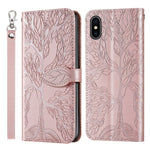 Custodia portafoglio in pelle con motivo a rilievo per iPhone XS