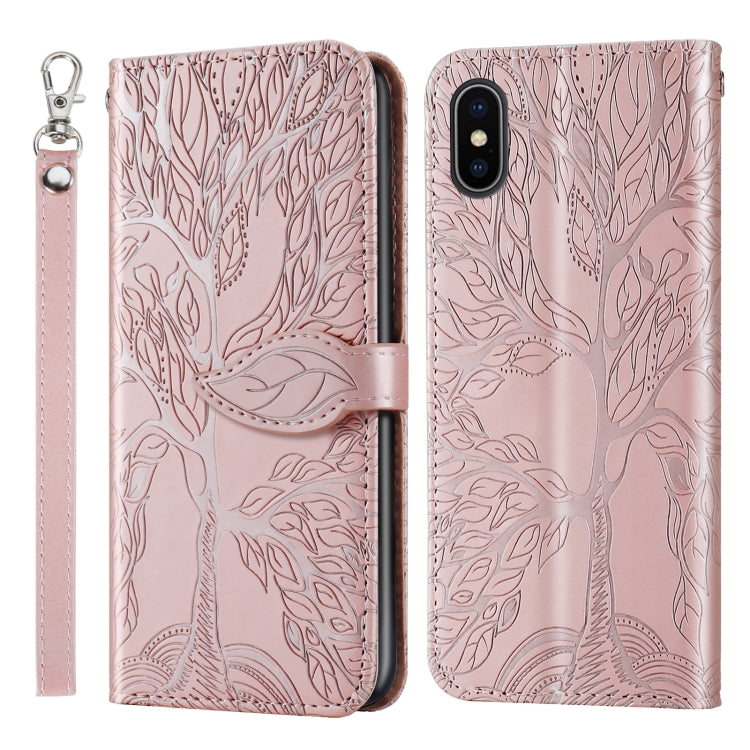 Custodia portafoglio in pelle con motivo a rilievo per iPhone XS