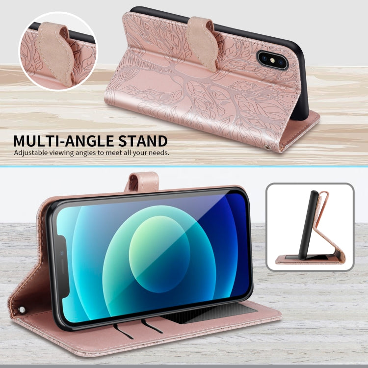 Custodia portafoglio in pelle con motivo a rilievo per iPhone XS