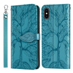 Custodia portafoglio in pelle con motivo a rilievo per iPhone XS