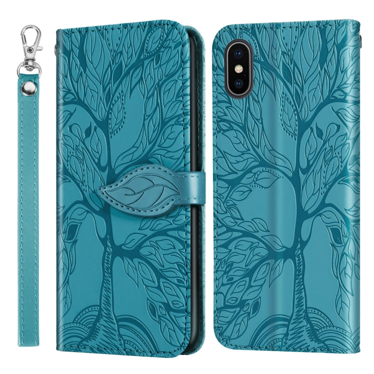 Custodia portafoglio in pelle con motivo a rilievo per iPhone XS
