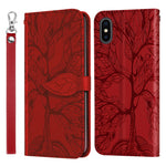 Custodia portafoglio in pelle con motivo a rilievo per iPhone XS