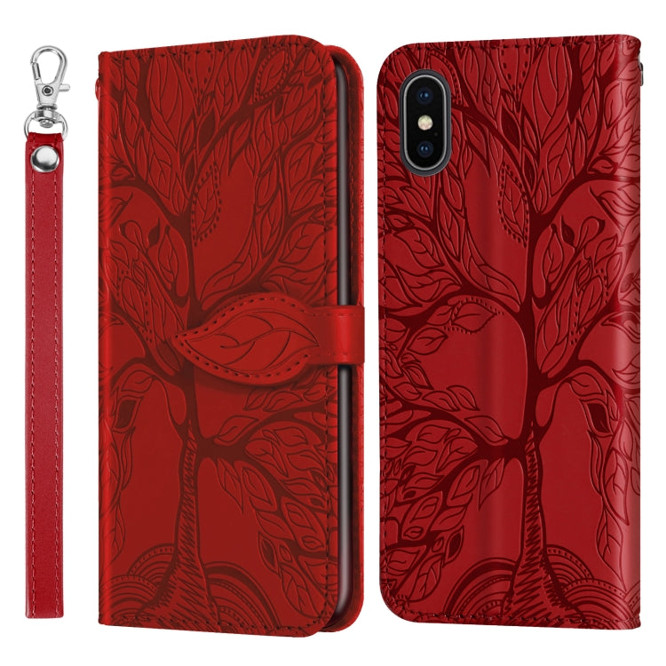 Custodia portafoglio in pelle con motivo a rilievo per iPhone XS