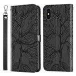 Custodia portafoglio in pelle con motivo a rilievo per iPhone XS