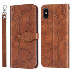 Custodia portafoglio in pelle con motivo a rilievo per iPhone XS