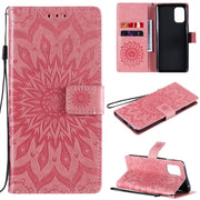 Custodia in pelle a ribalta orizzontale con motivo a rilievo solare con slot per schede e supporto, portafoglio e cordino, For OnePlus 8T