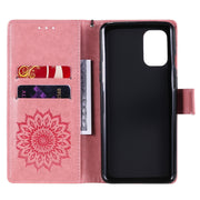 Custodia in pelle a ribalta orizzontale con motivo a rilievo solare con slot per schede e supporto, portafoglio e cordino, For OnePlus 8T