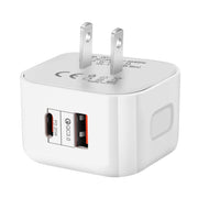 Adattatore di alimentazione per caricabatterie da viaggio a doppia porta PD + QC 3.0 da 20 W,, US Plug, EU Plug, UK Plug