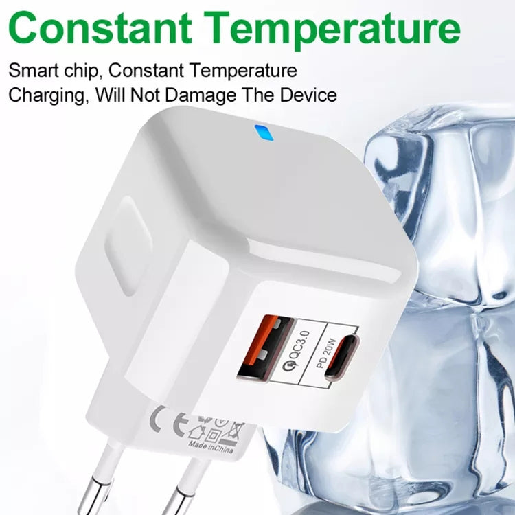 Adattatore doppia porta PD QC 3.0 20W plug US EU UK