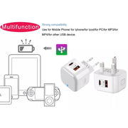 Adattatore di alimentazione per caricabatterie da viaggio a doppia porta PD + QC 3.0 da 20 W,, US Plug, EU Plug, UK Plug