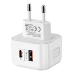 Adattatore doppia porta PD QC 3.0 20W plug US EU UK