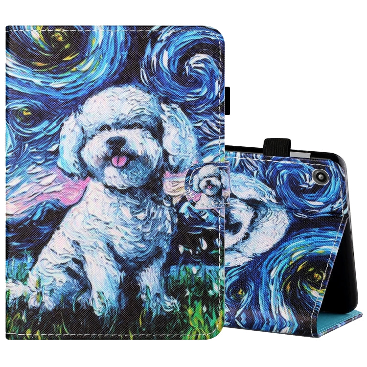 Filo da cucito Custodia in pelle piatta verniciata orizzontale con copri penna e striscia antiscivolo e slot per schede e supporto, For Amazon Kindle Fire 7 2019 / 2017 / 2015, For Samsung Galaxy Tab A 10.1 (2019) T510 / T515
