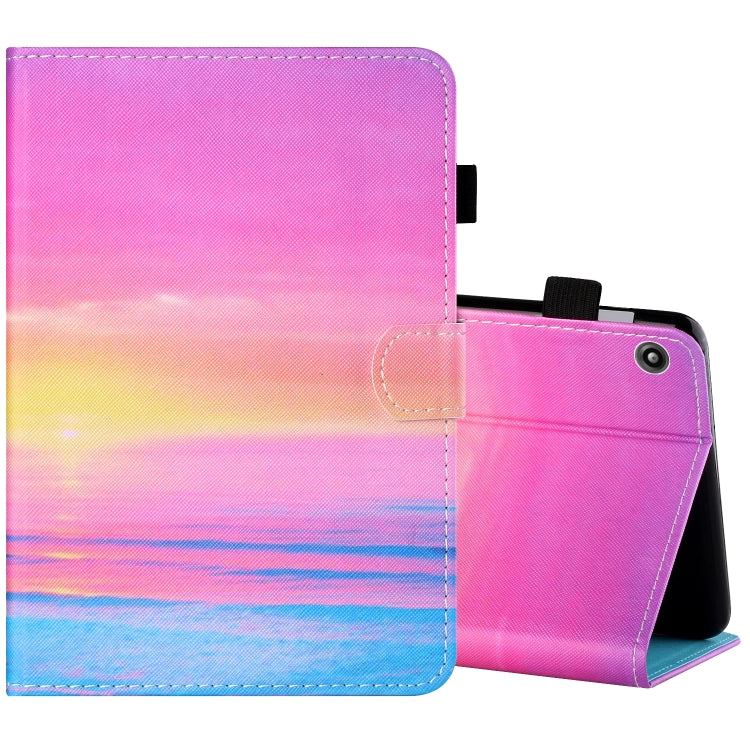 Filo da cucito Custodia in pelle piatta verniciata orizzontale con copri penna e striscia antiscivolo e slot per schede e supporto, For Amazon Kindle Fire 7 2019 / 2017 / 2015, For Samsung Galaxy Tab A 10.1 (2019) T510 / T515