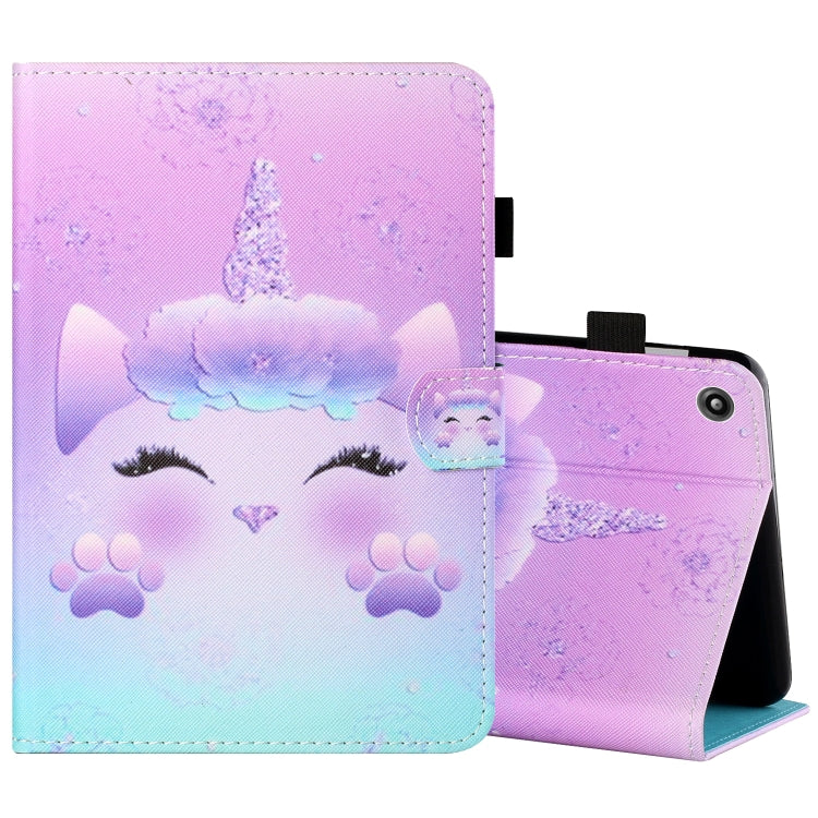 Filo da cucito Custodia in pelle piatta verniciata orizzontale con copri penna e striscia antiscivolo e slot per schede e supporto, For Amazon Kindle Fire 7 2019 / 2017 / 2015, For Samsung Galaxy Tab A 10.1 (2019) T510 / T515
