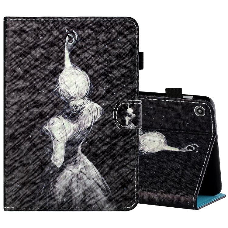 Filo da cucito Custodia in pelle piatta verniciata orizzontale con copri penna e striscia antiscivolo e slot per schede e supporto, For Amazon Kindle Fire 7 2019 / 2017 / 2015, For Samsung Galaxy Tab A 10.1 (2019) T510 / T515