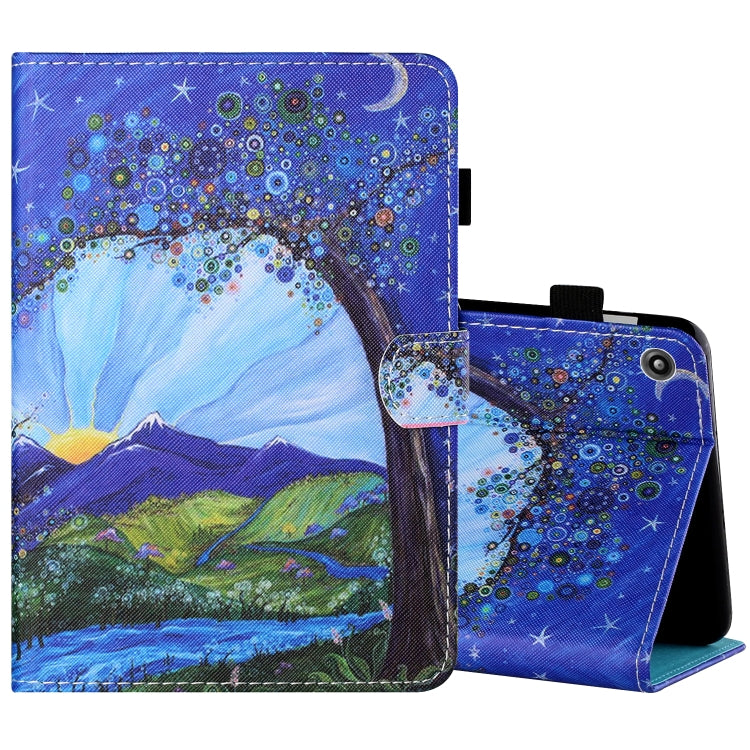 Filo da cucito Custodia in pelle piatta verniciata orizzontale con copri penna e striscia antiscivolo e slot per schede e supporto, For Amazon Kindle Fire 7 2019 / 2017 / 2015, For Samsung Galaxy Tab A 10.1 (2019) T510 / T515