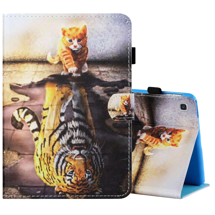 Filo da cucito Custodia in pelle piatta verniciata orizzontale con copri penna e striscia antiscivolo e slot per schede e supporto, For Amazon Kindle Fire 7 2019 / 2017 / 2015, For Samsung Galaxy Tab A 10.1 (2019) T510 / T515