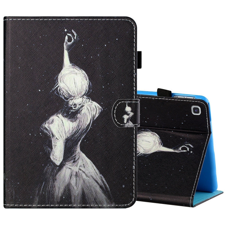 Filo da cucito Custodia in pelle piatta verniciata orizzontale con copri penna e striscia antiscivolo e slot per schede e supporto, For Amazon Kindle Fire 7 2019 / 2017 / 2015, For Samsung Galaxy Tab A 10.1 (2019) T510 / T515