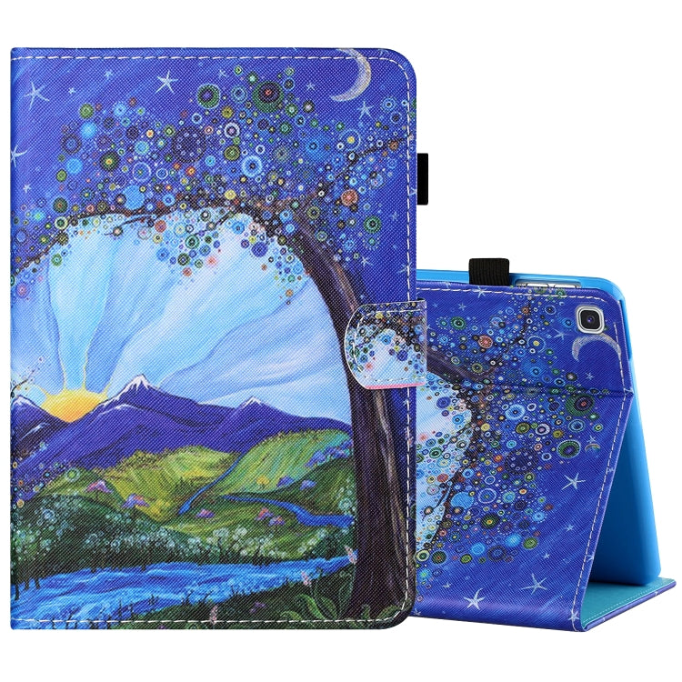 Filo da cucito Custodia in pelle piatta verniciata orizzontale con copri penna e striscia antiscivolo e slot per schede e supporto, For Amazon Kindle Fire 7 2019 / 2017 / 2015, For Samsung Galaxy Tab A 10.1 (2019) T510 / T515