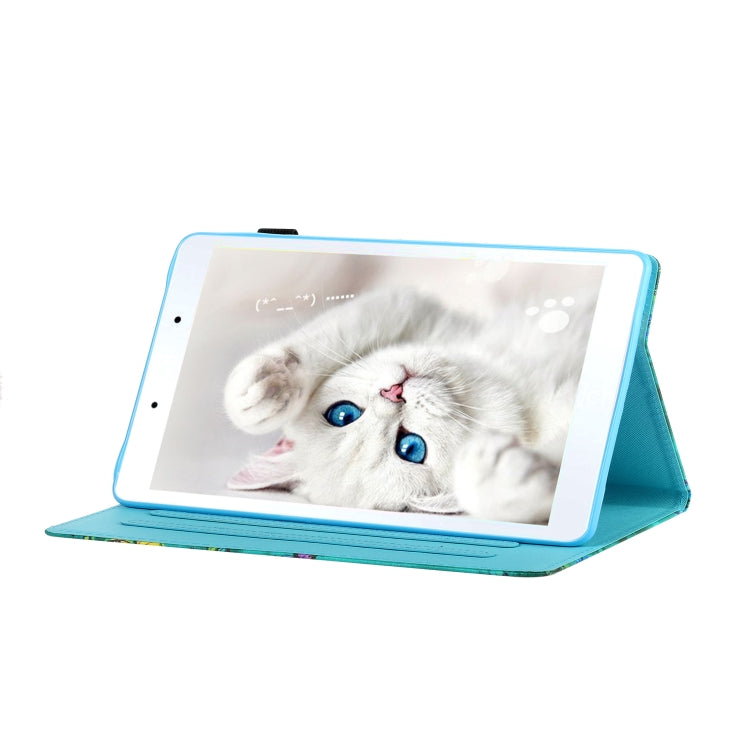 Filo da cucito Custodia in pelle piatta verniciata orizzontale con copri penna e striscia antiscivolo e slot per schede e supporto, For Samsung Galaxy Tab A 8.0 (2019) T290 / T295